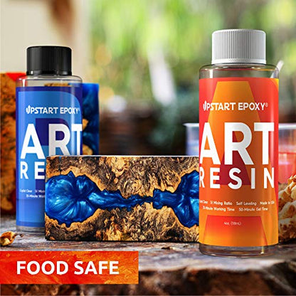 Upstart Epoxy Art Resin Epoxy 32 Ounces, Crystal Clear, High Gloss | DIY Craft Kit for Making Jewelry, Mold Casting, Resin Art, Wood Art, Easy 1:1 Ratio, Water-Resistant Coating, & No VOC's