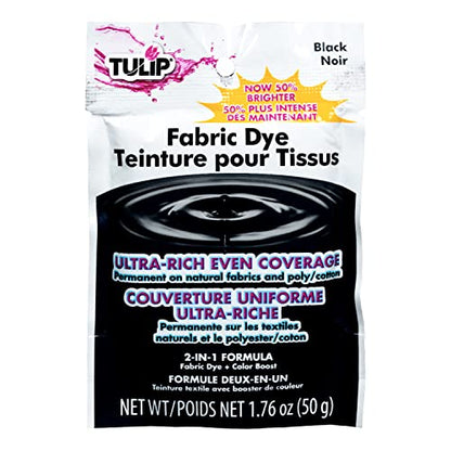 Tulip Permanent Fabric Dye Powder, Hot Dye Method for Vibrancy, Long-Lasting Color, Black