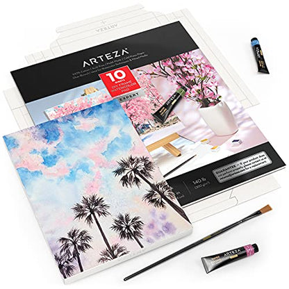 ARTEZA Watercolor Paper Foldable Canvas Pad, 8.03x11.02 Inches, 10 Sheets, Cotton Paper - size: 8.03x11.02 Inches