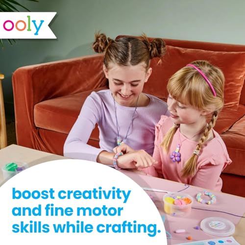 Ooly Creatibles Air Dry Clay Jewelry Kit for Kids, DIY Art Jewelry Making Kit with 6 Clay Colors, Beads, Shaping Tool, and Elastic Yarn, Non-Toxic Gifts for Kids Ages 6 and Up - style: 6 Colors Jewelry Kit