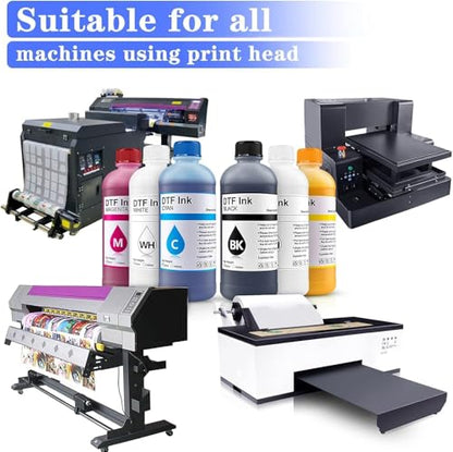 6X 250ML White Premium UV DTF Ink,Refill Ink for EP-Printheads Ep XP600 TX800 i1600 i3200 L805 1390 DX5 DX6 DX7 DX10 and More UV Sticker Printer (2*White+Black Cyan Magenta Yellow)