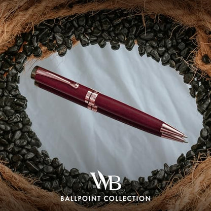 Wordsworth and Black Ballpoint Pen Set - Stunning Luxury Pen Bamboo Violetwood Gold Finish, Refillable, Best Ball Pen for Men & Women, Black Ink Refill, Elegant, Point Pen - color: Violet Wood