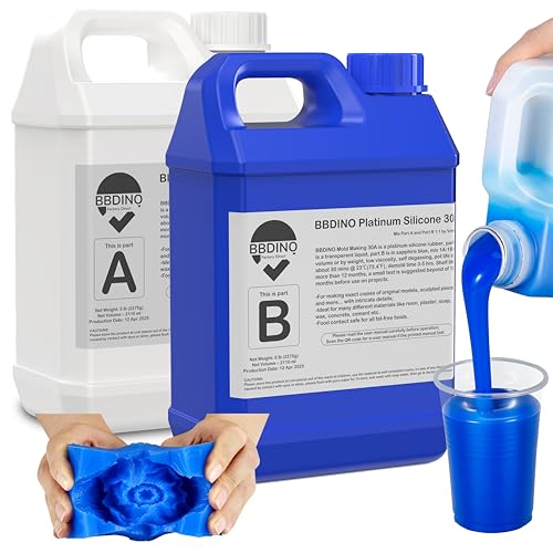 BBDINO Silicone Mold Making Kit 30A, Mold-Making Silicon Rubber 1 Gallon/10 Lbs/160 Oz Liquid Silicon for Molds Making, 1:1 by Volume, Ideal for Silicone, Resins, Soap, Concrete, Wax Molding - size: Sapphire Blue 160 Oz