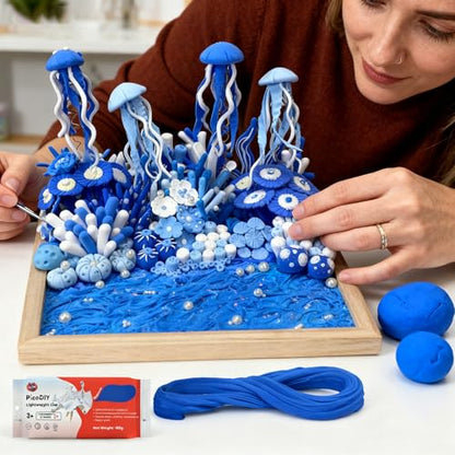 Lightweight Clay - Air Dry Clay, Ultra Light & Soft, Safe & Non-Toxic, Moldable & Flexible, DIY Modeling Clay for Anime Figures, Sculpting, Molding, Creative Art Crafts - color: Blue