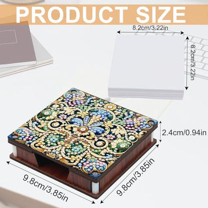 2 PCS Diamond Art Note Box Flower Diamond Painting Note Pad Holder Mandala Gem Painting Gem Art Memo Boxes Mosaic Kits for Adults Embroidery Kit Memo Pad Holder, Contains 120 Sheets of Paper - color: Flower 4