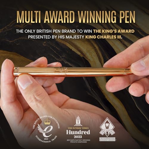 Scriveiner Gold Ballpoint Pen - Stunning Luxury Pen, Real Gold Plating, Schmidt Black Refill, Best Ball Pen Gift Set for Men & Women, Professional Executive Office, Nice Fancy Designer Pens - color: 3. Gold