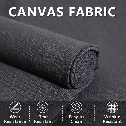 Canvas Fabric, 60" Wide Medium Weight 8 oz Duck Fabric for Quilting, Sewing, Crafts, Painting, Drop Cloths (Black) - color: Black, size: 60''x40''