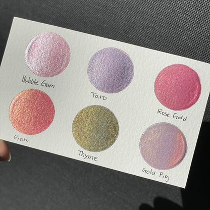 IUILE Handmade Watercolor Paints - Pink Gold Half Pan Set (6 colors) - color: Pink Gold