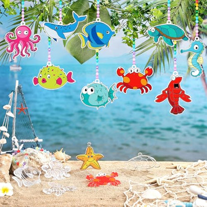 WinnerWhy 30 Sets Summer Marine Animal Suncatchers Window Art Kits, Sea Ocean DIY Crafts Sun Catchers Bulk Paint Your Own Window Ornaments for Adult Home Birthday Activity Party Decor - style: Marine Animal Style