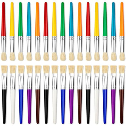 YGAOHF 30 Pcs Paint Brushes for Kids - Colorful Kids Paint Brushes Big Chubby Toddler Paint Brushes, Easy to Clean & Grip Round Flat Preschool Paint Brushes for Acrylic Washable Paint - color: 30 Pack