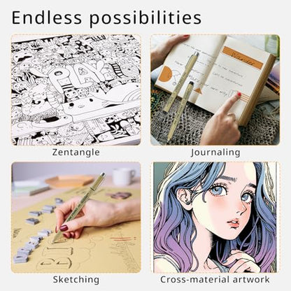 Qionew Micro Fineliner Pens, 6 Pack, Black Fineliners, Multiliner Pen Fine Line Waterproof Ink Set, Study Supplies, artist illustrations, sketches, Bible diaries, Black Art Pens - size: 6Size