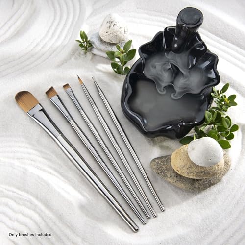 Royal & Langnickel Zen 5pc Standard Handle Brush Set, Includes - Oval Wash, Angular, Round, Chisel & Liner Brushes