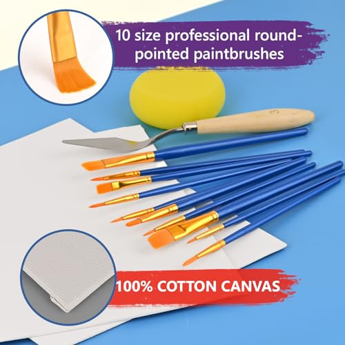 ACKASK Painting Kits for Adults Kids,Acrylic Paint Canvas Easel Set,30 Pcs Drawing Painting Supplies Art Kit,12 Paints,10 Painting Brushes,Palettes Etc,Art Set Art Supplies for Kids Adults Artists - style: 30 PCS Painting Kits