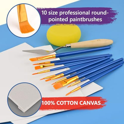 ACKASK Painting Kits for Adults Kids,Acrylic Paint Canvas Easel Set,30 Pcs Drawing Painting Supplies Art Kit,12 Paints,10 Painting Brushes,Palettes Etc,Art Set Art Supplies for Kids Adults Artists - style: 30 PCS Painting Kits