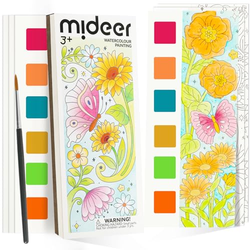 Watercolor Painting Coloring Books Pocket Watercolor Paint Bookmarks, Mess Free Paint with Water Set, Travel Class Activities Art Party Favors Exchange Birthday Gifts for Kids - style: Butterfly World