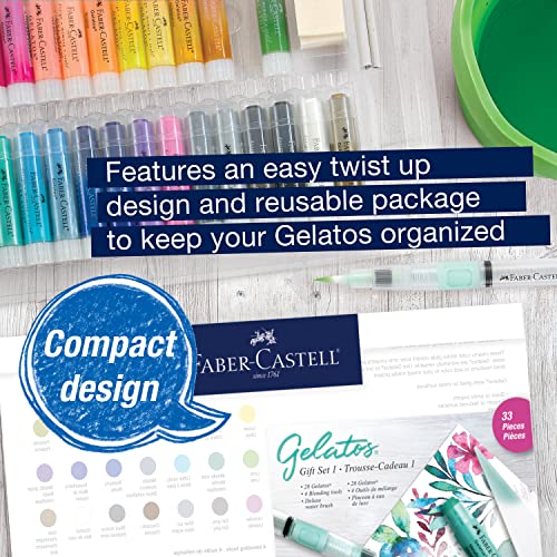 Faber-Castell Gelatos Gift Set: 28 Watercolor Gel Crayons and Art Supplies for Painting, Drawing & Journaling, Versatile Art Pigment Crayons, Gel Sticks for Mixed Media - style: Original Gift Set