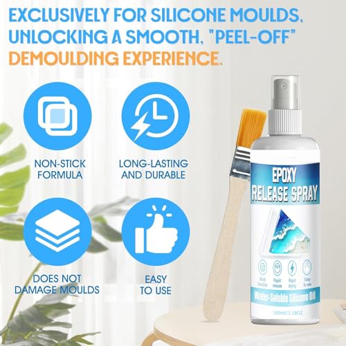 Mold Demolding Spray, Fast-Drying Formula, 100ml, Silicone Mold Rêlease Spray, Sculpture Release Agents, Non-Stick Lubricant, for Concrete, Plaster Casting, Home Workshop & Craft Studio