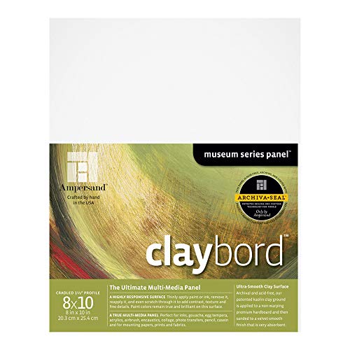 Ampersand Museum Series Claybord Panels for Paint and Ink, 1.5 Inch Depth Cradled, 8X10 Inch (CBSCG0810) - color: 1.5 Inch Depth, size: 8X10