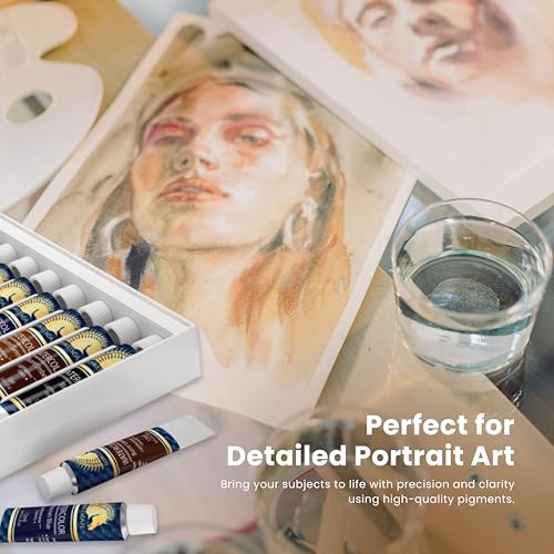 MyArtscape Watercolor Paint Set – 12 x 12ml Highly Pigmented Paint Tubes for Artists, Beginners & Hobbyists | Vibrant Transparent Colors for Blending & Layering