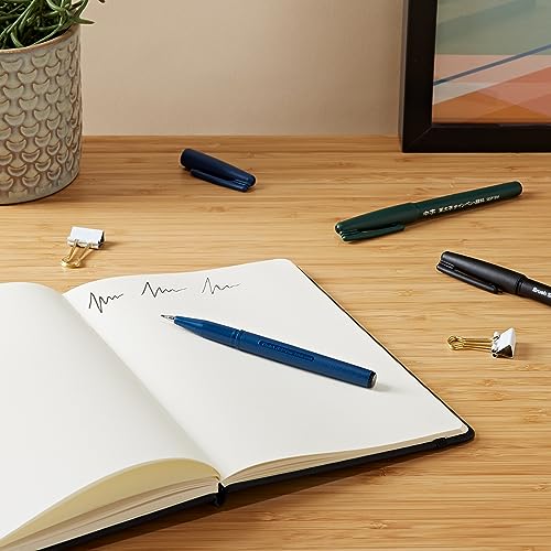 Pentel SESP15 Brush Sign Pen Pigment - Flexible Fibre Tip Marker - Black Pigment Ink - Calligraphy, Lettering & Illustration - Fine, Medium, Broad Point