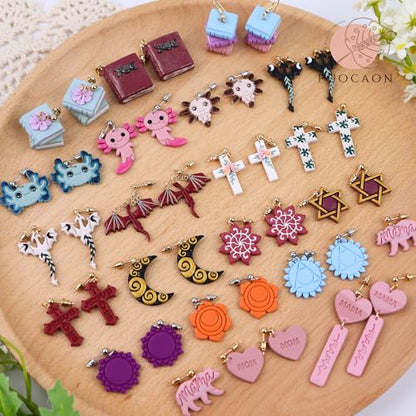 Puocaon Cross Polymer Clay Cutters - Christian Cross Clay Cutters for Polymer Clay Earrings Jewelry, Jesus Saves Cross Clay Cutters, Flower Christian Cross Polymer Clay Cutters for Earrings Jewelry