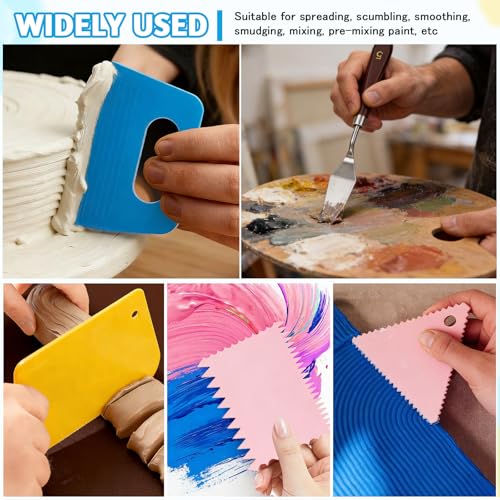 15 PCS Palette Knife Set, Plastic Textured Art Supplies Kit, 5 Pcs Stainless Steel Palette Knives, Clay Scraper Set for Drawing Artists, Acrylic Painting, DIY Crafts (15 PCS) - color: 15 Pcs