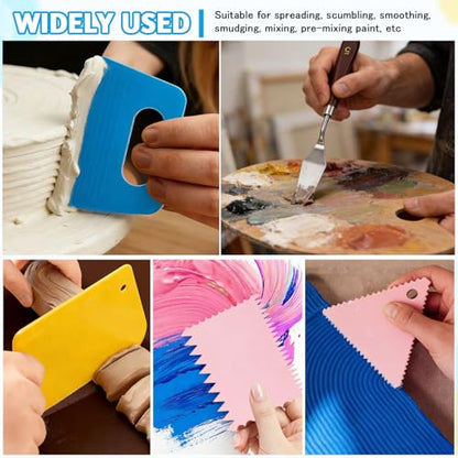 15 PCS Palette Knife Set, Plastic Textured Art Supplies Kit, 5 Pcs Stainless Steel Palette Knives, Clay Scraper Set for Drawing Artists, Acrylic Painting, DIY Crafts (15 PCS) - color: 15 Pcs