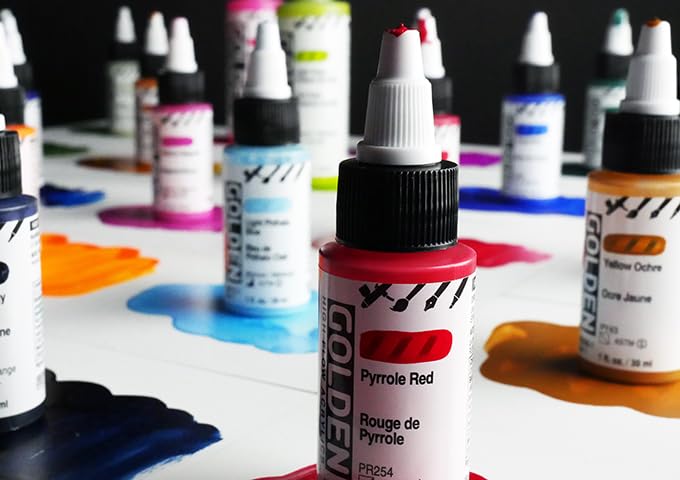 High Flow Acrylics by GOLDEN, India Yellow Hue, 1 fl. oz. Bottle, Professional Acrylic Paint, Transparent