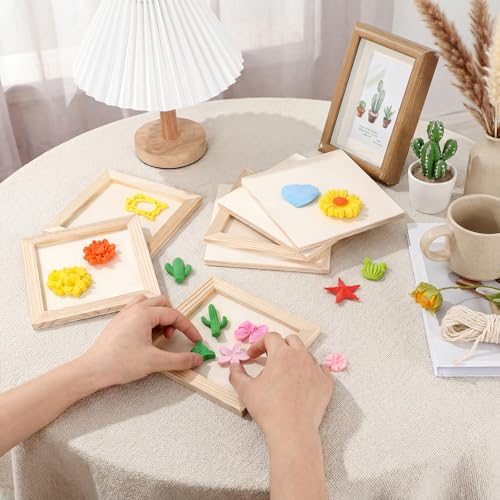 24 Pcs Wood Panel Boards, 6 x 6 Inch Unfinished Wood Canvas Board Blank Square Wooden Painting Panel for Crafts DIY, Clay Painting, Oils, Pouring, Acrylic