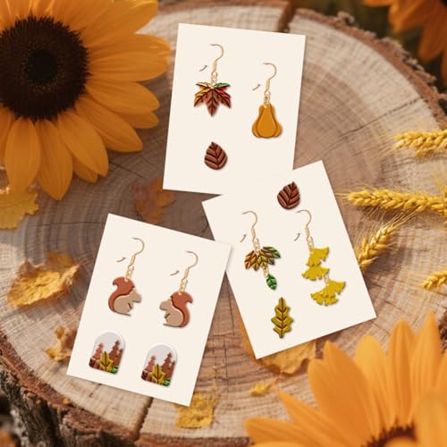 17Pcs Autumn Polymer Clay Cutters Maple Leaves Pumpkins Clay Earrings Cutters for Adults Polymer Jewelry Cutter for Earrings Making Birthday Party DIY Supplies - style: Autumn