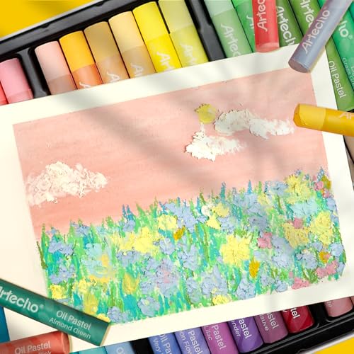 Artecho Macaron Oil Pastels Set of 36 Colors (10 x 70 mm) | Soft Oil Pastels, Art Painting, Drawing, Blending - style: 36 Macaron Colors