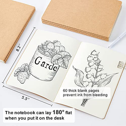 feela 15 Pack Blank Kraft Notebooks, Unlined Sketchbook Note Pad Travel Journal for Drawing Doodling Writing, Journal Bulk For Women Kids Students Office School Supplies, A5, 60 Pages, 8.3” X 5.5” - style: Blank-15 Pack