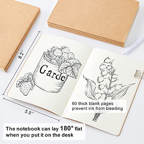feela 30 Pack Blank Kraft Notebooks, Unlined Sketchbook Note Pad Travel Journal for Drawing Doodling Writing, Journal Bulk For Women Kids Students Office School Supplies, A5, 60 Pages, 8.3” X 5.5” - style: Blank-30 Pack