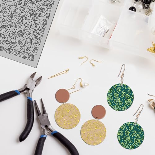 Ginkgo Leaves Polymer Clay Texture Mat -Autumn Leaves Texture Sheet for Polymer Clay Jewelry Making, Earring Charms, DIY Craft Supplies - style: ginkgo leaves