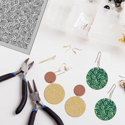 Ginkgo Leaves Polymer Clay Texture Mat -Autumn Leaves Texture Sheet for Polymer Clay Jewelry Making, Earring Charms, DIY Craft Supplies - style: ginkgo leaves