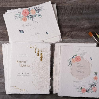 LEATHER VILLAGE Watercolor Paper, 140lb(300gsm), 6x4 Inches, 25 Sheets, Handmade Deckle Edge Paper, Textured, Mixed Media, Cold Press Pad for Calligraphy, Sketching, Crafts and Painting - size: 6 inches X 4 inches