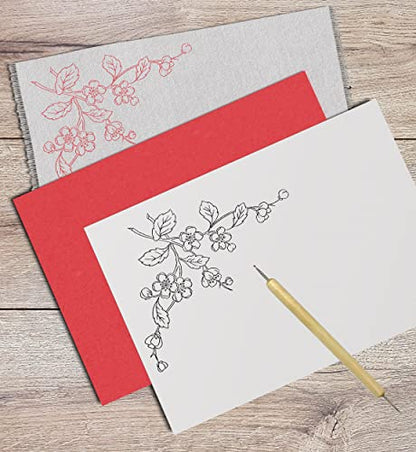MyArtscape Graphite Transfer Waxed Paper Roll 17" x15ft & 20 Red Sheets Bundle, Wax-Free, Erasable, Smudge-Free, Ideal for Drawing, Tracing, Arts & Crafts – Precise, Durable, Premium Supplies