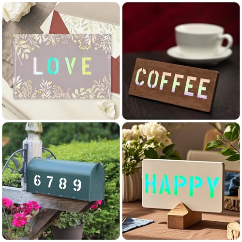 2 Inch Letter and Number Stencils Symbol Numbers Craft Stencils, 48 Pcs Reusable Alphabet Templates Interlocking Stencil Kit for Painting on Wood, Wall, Fabric, Rock, Sign, DIY Art Projects - style: 2 inch