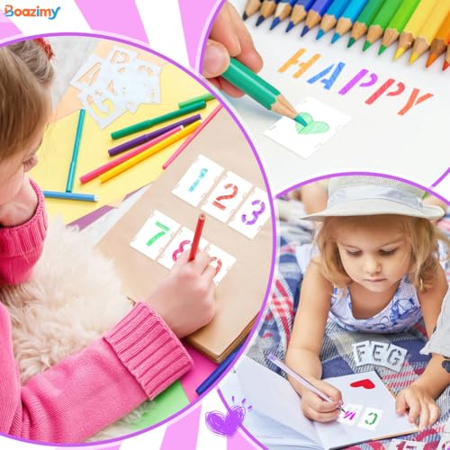 1.5 Inch 42 Pcs Reusable Letter Number Symbol Stencils, Plastic Painting Templates for Wood Wall Fabric Rock Chalkboard Signage School Door Porch DIY Art Craft Decoration Projects - size: 1.5 inch（White）
