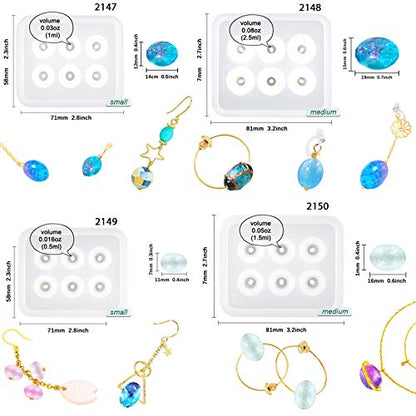 Resin Jewelry Mold Set with Geometric Beads & Arrowhead Pendants – 24 Silicone Cavities for UV Epoxy Resin, Clay, Soap, Candle, Necklace & Charm Making