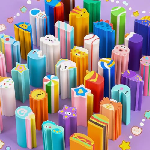 LiYiQ 60 Pcs Cute Eraser for Pencils Bulk Cute Supplies Kawaii Erasers for Classroom Fun Erasers for Classroom Supplies Party Favors Gift