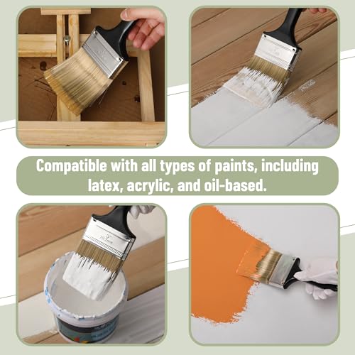 Bates- Paint Brushes, 3-Inch, 6 Pack, Plastic Handle Flat Paint Brushes | for Walls, Furniture, Wood Surfaces, Interior Painting & Home Improvement Projects