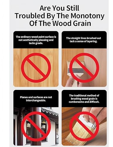 6PCS Wood Grain Tool Set，7" Fake Wood Grain Roller Painting Tool with Handle DIY Rubber Graining Tool Paint for Wall Room Art Paint Decoration,Paint that Looks Like Wood Grain，Faux Wood Paint