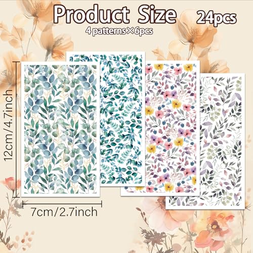 OLYCRAFT Watercolor Leaves Pattern Clay Transfer Paper 4 Design 24 Pcs Transfer Paper for Polymer Leaves Polymer Clay Transfer Sheets Plant Theme Small Transfer Paper for Clay Earrings Jewelry Making - style: Watercolor Leaves
