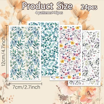 OLYCRAFT Watercolor Leaves Pattern Clay Transfer Paper 4 Design 24 Pcs Transfer Paper for Polymer Leaves Polymer Clay Transfer Sheets Plant Theme Small Transfer Paper for Clay Earrings Jewelry Making - style: Watercolor Leaves