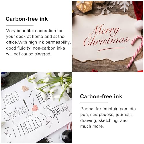 NUOBESTY 10 Bottles Fountain Pen Ink Non-Clogging Non-Carbon Dye Ink with Good Fluidity for Dip Pens and Calligraphy Drawing Desk Decoration