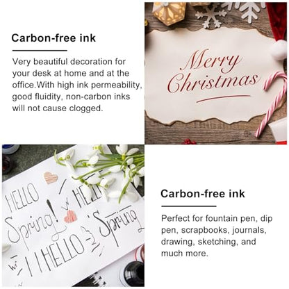 NUOBESTY 10 Bottles Fountain Pen Ink Non-Clogging Non-Carbon Dye Ink with Good Fluidity for Dip Pens and Calligraphy Drawing Desk Decoration