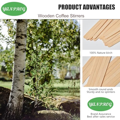 Wooden Coffee Stirrers Individually Wrapped 5.5" Coffee Stir Sticks 1000 Pcs, Natural Birch Round End Thick Birch Wood Eco-Friendly Suitable for Coffee, Cocktail and Hot Drinks - color: Individually Wrapped, size: 1000 Pack