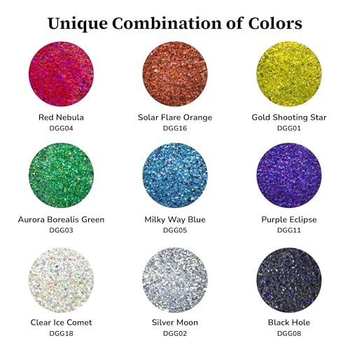 DecoArt Galaxy Glitter Rainbow Acrylic Paint Set – 9 Bottles (2 fl oz) – Bright Multicolor Glitter Paints for Crafting, Art Projects & Creative DIY Crafts - color: Rainbow Glitter