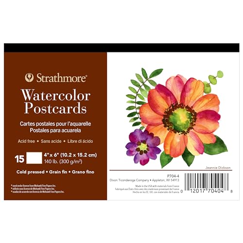 Strathmore Watercolor Postcard Pad, 4x6 inches, 15 Pack - Custom Greeting Cards for Weddings, Events, Birthdays - color: Watercolor